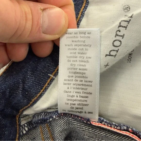 Wings + Horns Men Size 36x34 Cone Mills Selvedge Raw Denim